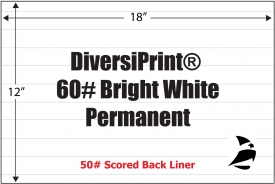 DiversiPrint Bright White 60# Adhesive Paper, Permanent, 12" x 18", 500 Sheets - SALE Reg. $460.00