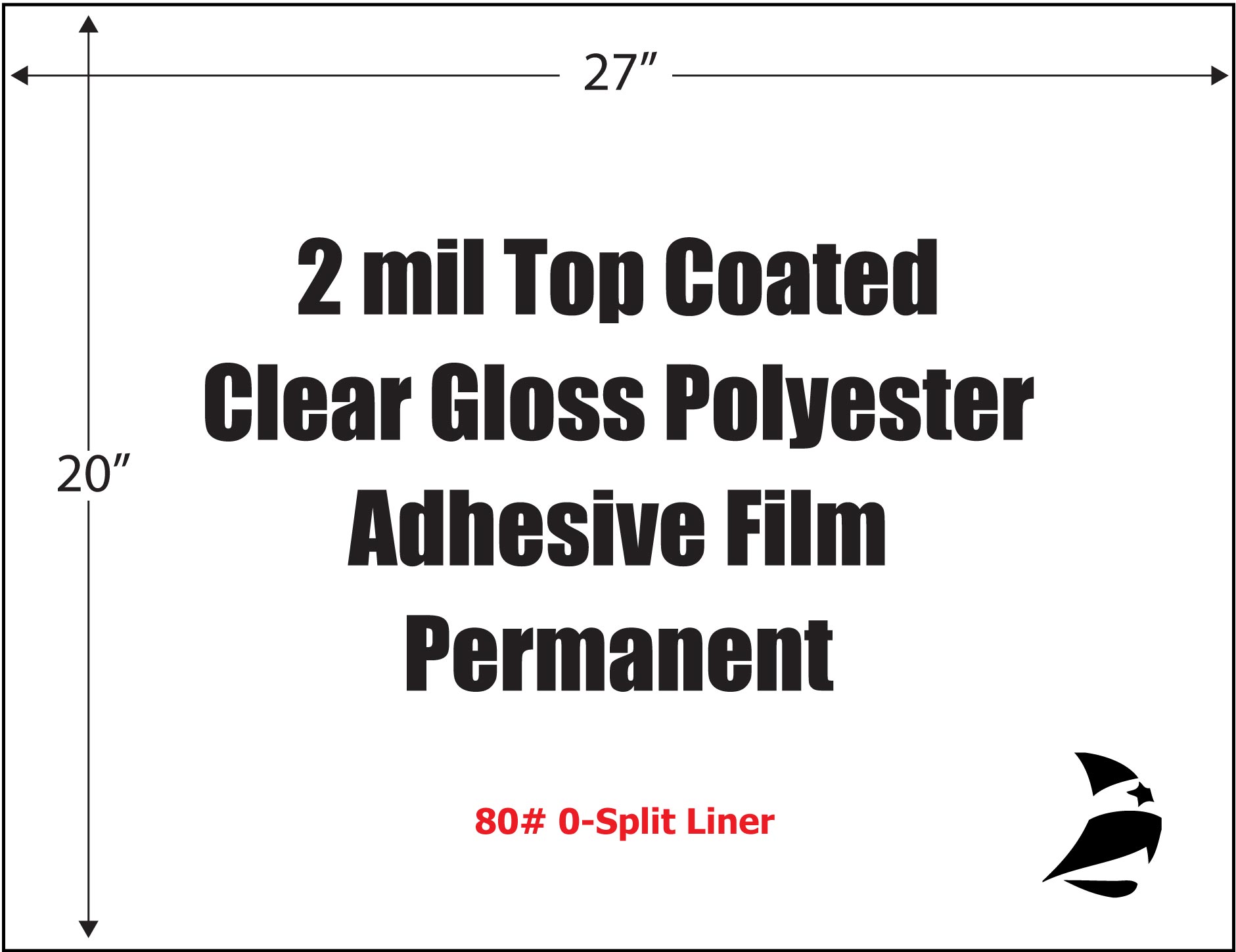 Clear Gloss Polyester 2 mil Top Coated Adhesive Film, 27