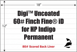Digi Uncoated 60# Finch Fine iD for Indigo, Permanent, Scored, 12" x 18", 500 Sheets