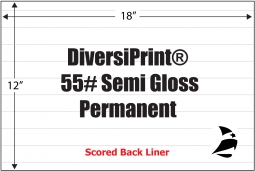 DiversiPrint Semi Gloss  55# Adhesive Paper, Scored Liner, Permanent, 12" x 18", 200 Sheets