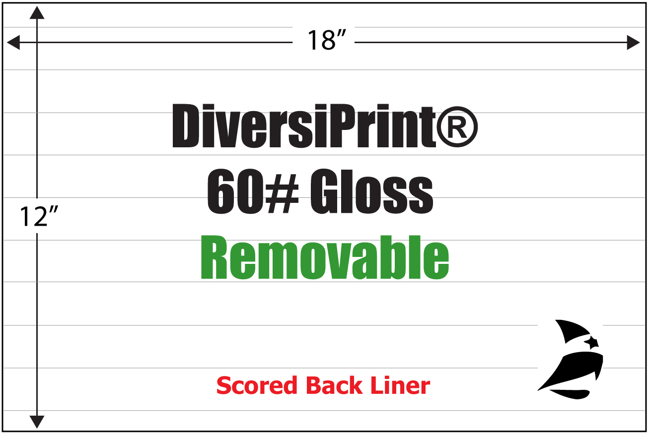 Diversiprint® Gloss 60# Adhesive Paper, 12