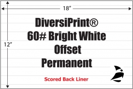 DiversiPrint Bright White Offset  60# Adhesive Paper, Strip-Tac Plus, 12" x 18", Perm.,  200 Sheet
