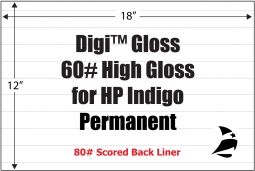 Digi Gloss 60# High Gloss Adhesive Paper, Permanent, Scored, 12" x 18", 200 Sheets