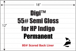Digi 55# Semi Gloss for Indigo, Permanent, Scored Liner, 12" x 18", 200 Sheets