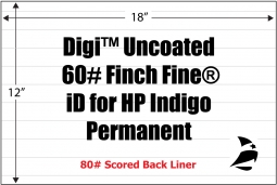 Digi Uncoated 60# Finch Fine iD for HP Indigo, Permanent, 12" x 18", Scored Liner, 200 Sheets/Car