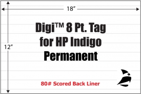 Digi 8 Pt. Tag Adhesive Card Stock for HP Indigo, Permanent, Scored Liner, 12" x 18", 200 Sheets