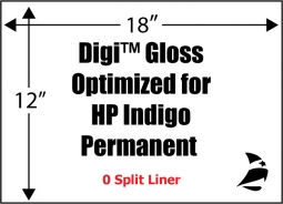 Digi Gloss Optimized for HP Indigo, 12" x 18", Permanent Adhesive, 0-Split, 200 Sheets