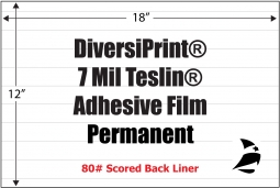 DiversiPrint Teslin 7 Mil Adhesive Film, 12" x 18", Permanent, Scored, 200 Sheets