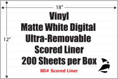 Vinyl Digital White Matte, 12" x 18", Ultra-Removable, Scored, 200 Sheets