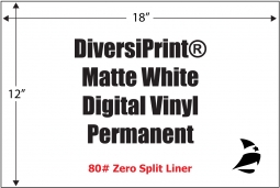 Matte White Digital Vinyl, 12" x 18", GHS BS5609, Permanent, 0-Split Liner, 200 Sheets