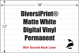 Matte White Digital Vinyl, 12" x 18", GHS BS5609, Permanent, Scored Liner, 200 Sheets