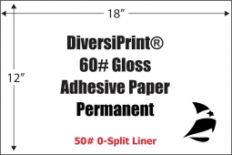 DiversiPrint 60# Gloss, 12" x 18", Permanent, 0-Split Liner, 200 Sheets