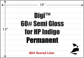 Digi Semi Gloss for HP Indigo, 13" x 19", Permanent, Scored Liner, 200 Sheets