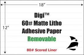 Digi Matte Litho for HP Indigo, 12" x 18", Removable,  Scored Liner, 200 Sheets