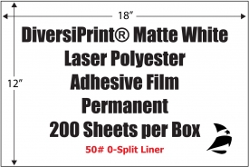 DiversiPrint Matte White Laser Polyester, 12" x 18", GHS BS5609, Permanent, 0-Split, 200 Sheets