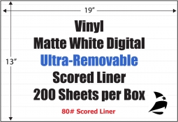 Vinyl Matte White Digital, 13" x 19" Ultra-Removable, Scored Liner, 200 Sheets per Carton