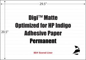 Digi Matte for HP Indigo, 29.5" x 20.5", Permanent , 80# Scored Liner, 200 Sheets