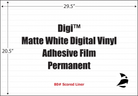 Digi Matte White Digital Vinyl, 29.5" x 20.5", Permanent, GHS BS5609, Scored Liner, 200 Sheets