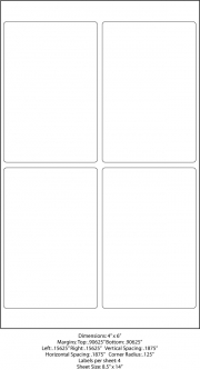 4" x 6" (4 Up), Adhesive Label Paper, White, Permanent, 8.5" x 14" Sheet Size, 1,000 Sheets
