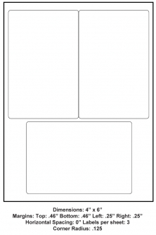 4 x 6 (3 Up), 8.5 x 11 Adhesive Label Paper, 1,000 Sheets per Carton