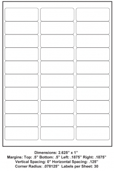 Inkjet Clear Matte, 2.625 x 1, 30 Up, 100 Sheet Box