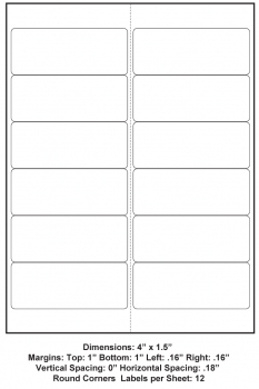 4 x 1.5 (12 Up), 8.5 x 11 Adhesive Label Paper, 1,000 Sheets per Carton