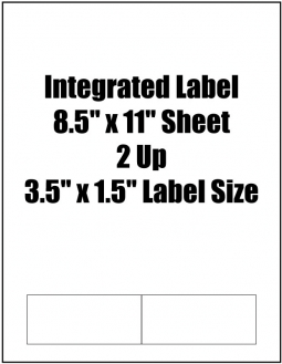 Integrated Label, 3.5" x 1.5" Label Size, 2 Up,  8.5" x 11" Sheet Size, 1,500 Sheets