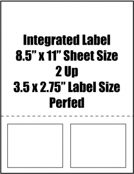 Integrated Label, 3.5" x 2.75" Label Size, 2 Up, 8.5" x 11" Sheet Size, Perfed, 1,500 Sheets