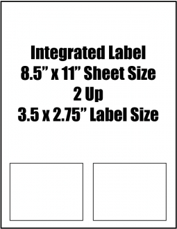 Integrated Label, 3.5" x 2.75" Label Size, 2 Up, 8.5" x 11" Sheet Size, 1,500 Sheets