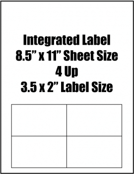 Integrated Label, 3.5" x 2" Label Size 4 Up, 8.5" x 11" Sheet Size, 1,500 Sheets